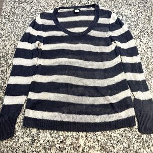 J. Crew Blue & White Striped Linen Pullover Lightweight Sweater - Women's Size L